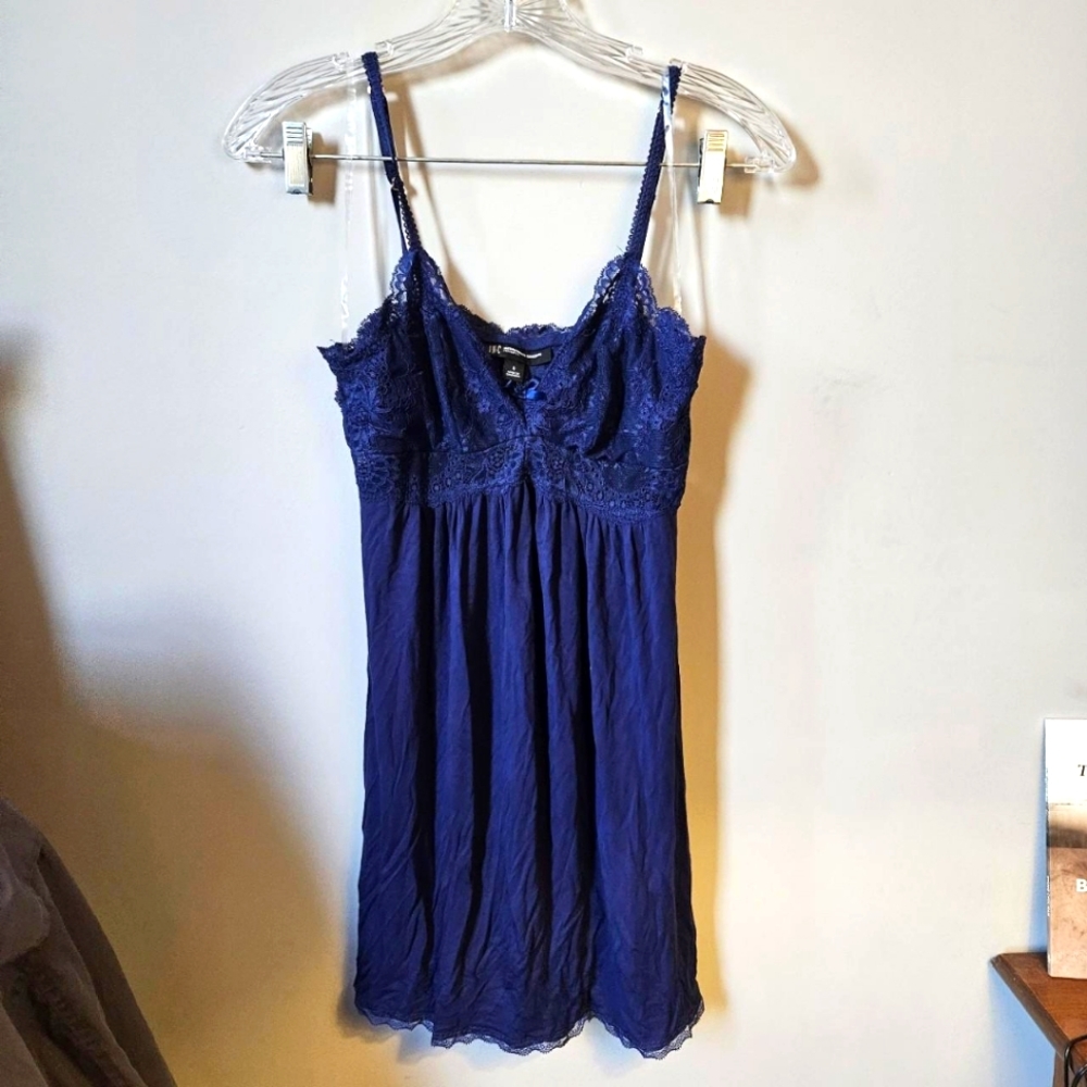 INC International Concepts Women's Small Navy Blue Lace Coquette Slip Dress